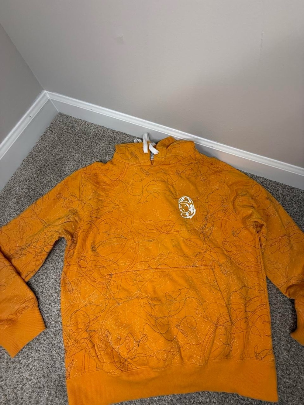 Billionaire Boys Club Orange Scribble Logo Pullover Hoodie